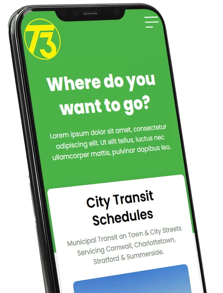 T3 Transit Website Concept Designed by Jean Lucas Web Designer Based in Charlottetown Prince Edward Island