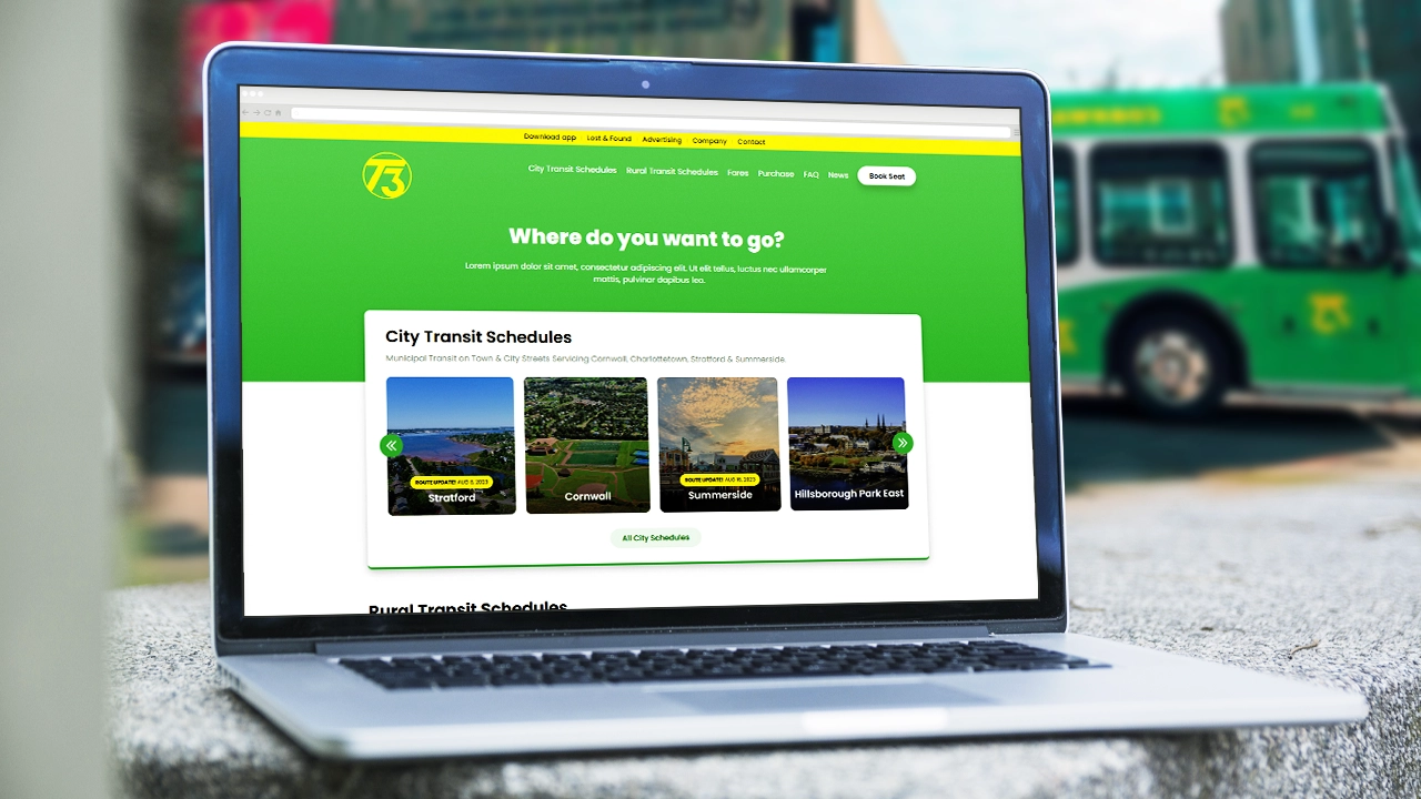 T3 Transit Website Concept Designed by Jean Lucas Web Designer Based in Charlottetown Prince Edward Island